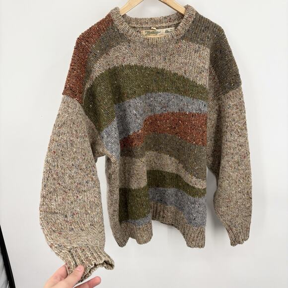 Vintage Heritage Wool Made In Ireland Sweater XLarge Hand Knit Intarsia Granola - Picture 1 of 8